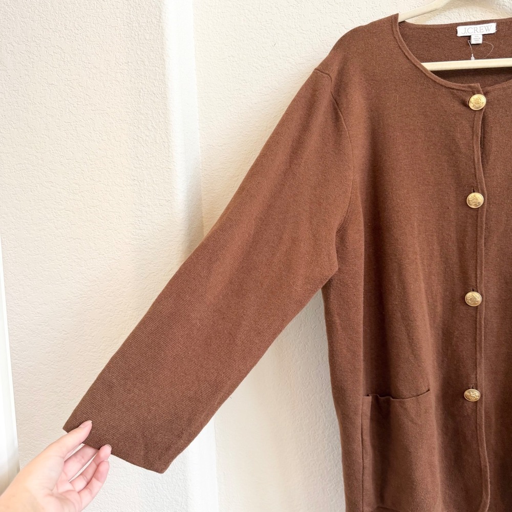 J.Crew Giselle Sweaterblazer in Heather Walnut Brown Merino Wool Blend Cardigan - Picture 8 of 15